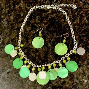 Avon Green Necklace and Earring Set